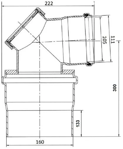Адаптер стартовый каскадный горизонтальный 110/160 x 110мм (PP) Buderus 7736700448