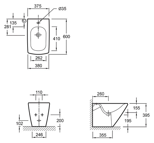 Биде напольное Jacob Delafon Escale белый E1293-00