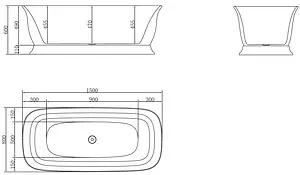 Ванна акриловая отдельностоящая BelBagno 150x80 BB400-1500-800 Ванна акриловая отдельностоящая BelBagno 150x80 BB400-1500-800, 2