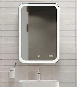 Шкаф-зеркало Jorno Bosko 50 с подсветкой и часами белый Bos.03.50/W, 4