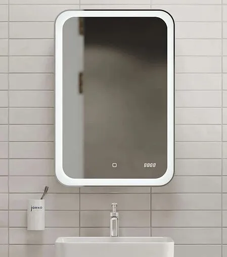 Шкаф-зеркало Jorno Bosko 50 R с подсветкой и часами белый Bos.03.50/W