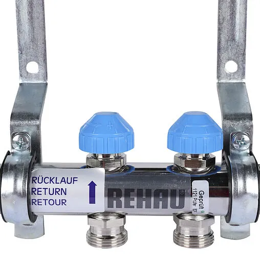 Группа коллекторная без расходомеров 2 отвода 1&quot;н/н x ¾&quot;ек Rehau HKV 12180211001