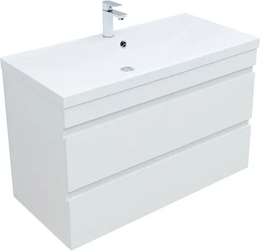 Тумба под умывальник подвесная Aquanet Нота New 100 белый глянец 00335420