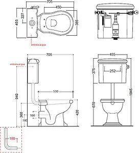 Унитаз со средним бачком Kerasan Retro белый 101101+107201+ Унитаз со средним бачком Kerasan Retro белый 101101+107201+, 2