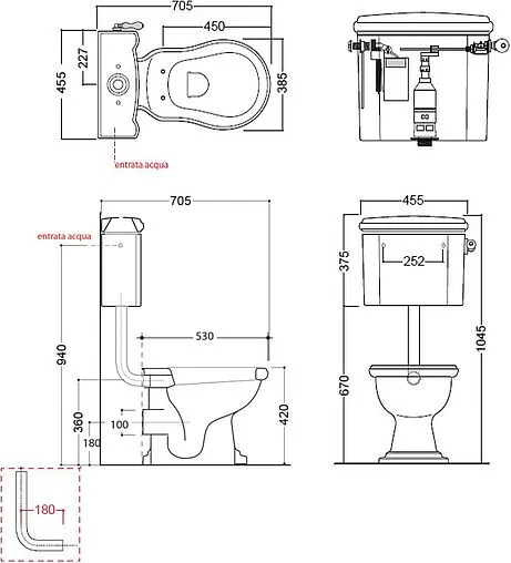 Унитаз со средним бачком Kerasan Retro белый 101101+107201+