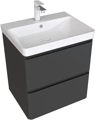 Тумба-умывальник подвесная Aquanet Эмбер 60 чёрный матовый 00330466+11060-KL