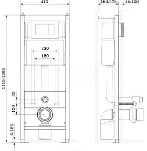 Инсталляция для подвесного унитаза Set 4 в 1 Damixa DX00.I011.0151 с кнопкой хром глянцевый Инсталляция для подвесного унитаза Set 4 в 1 Damixa DX00.I011.0151 с кнопкой хром глянцевый, 2