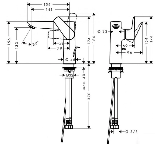 Смеситель для раковины Hansgrohe Talis E 150 полированное золото 71754990