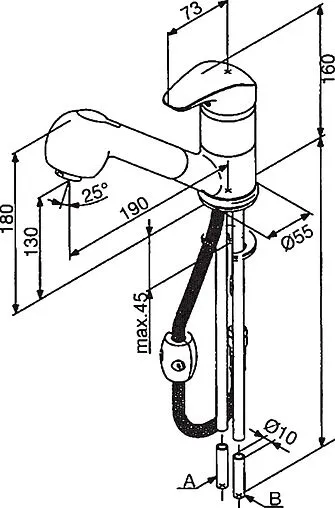 Смеситель для кухни с выдвижным изливом Damixa Space хром 101200000 Смеситель для кухни с выдвижным изливом Damixa Space хром 101200000