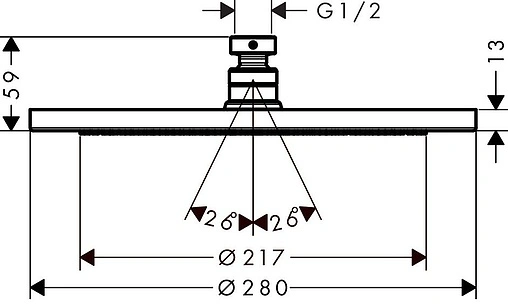 Лейка верхнего душа Hansgrohe Croma 280 1jet шлифованный чёрный хром 26220340