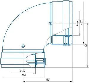 Колено для дымохода Ø 60/100мм ∠ 90° (Al) Krats CW-90-04, 2
