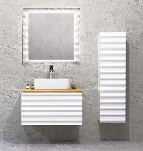 Тумба под умывальник подвесная Jorno Karat 80 белый Kar.01.80/P/W