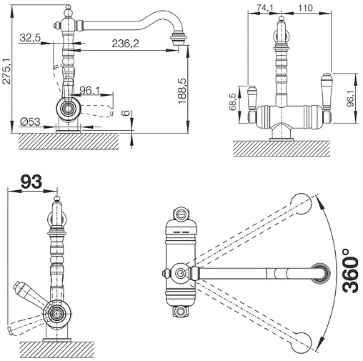 Смеситель для кухни с подключением к фильтру Blanco Sora хром 524217