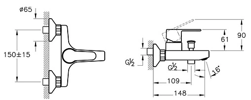 Смеситель для ванны VitrA Win S хром A42676EXP