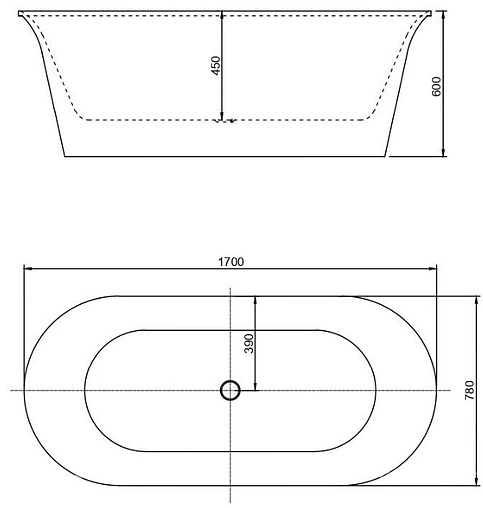 Ванна акриловая отдельностоящая Aquanet Family Smart 170x78 Gloss Finish черный глянец белый/панель черный 88778-GB