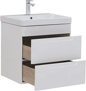 Тумба-умывальник подвесная Aquanet София 60 белый глянец 00288905+11060-KL, 4