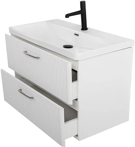 Тумба-умывальник подвесная BelBagno DUE 80 Белый металлик DUE-800-2C-SO-BM-P+BB-8076-3-80