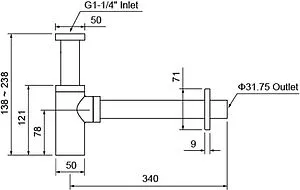 Сифон бутылочный для раковины Aquatek чёрный матовый AQ6012MB Сифон бутылочный для раковины Aquatek чёрный матовый AQ6012MB, 2