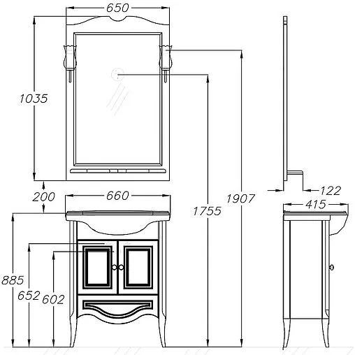 Тумба-умывальник напольная Opadiris Брунелла 65 белый матовый 00-00000474+4640021061268