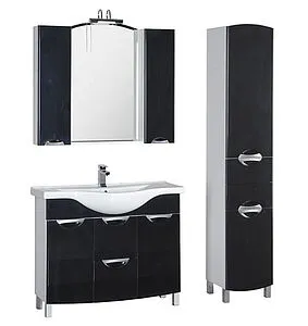 Шкаф-зеркало Aquanet Асти 105 белый/чёрный 178241, 5