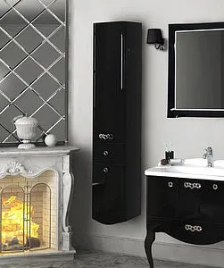 Шкаф-пенал подвесной с бельевой корзиной Aquaton Венеция 35 L чёрный 1A151003VN95L Шкаф-пенал подвесной с бельевой корзиной Aquaton Венеция 35 L чёрный 1A151003VN95L, 3