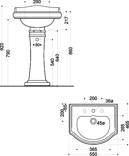 Раковина Kerasan Retro 55 белый 104501*1 Раковина Kerasan Retro 55 белый 104501*1