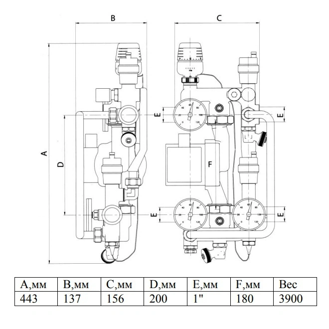 Узел насосно-смесительный без насоса Valtec Combi VT.COMBI.0.180