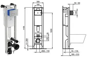 Комплект 5 в 1 Ideal Standard Connect W22001AA с кнопкой хром глянцевый Комплект 5 в 1 Ideal Standard Connect W22001AA с кнопкой хром глянцевый, 2