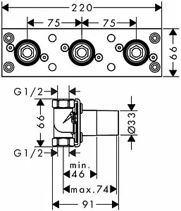 Скрытая часть термостата для 2 потребителей Hansgrohe ShowerTablet 600 13129180, 2