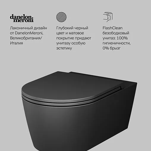 Унитаз подвесной безободковый Am.Pm Func FlashClean черный матовый C8F1701MBSC