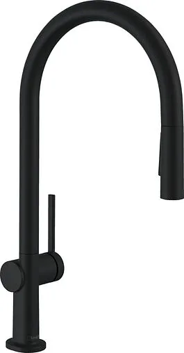 Смеситель для кухни с выдвижным изливом Hansgrohe Talis M54 220 1jet чёрный матовый 72804670