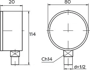 Термоманометр радиальный Elsen 80мм 6 бар 120°С ½&quot; ETM80.06, 2