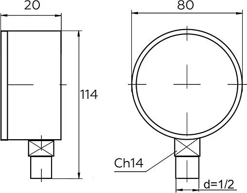 Термоманометр радиальный Elsen 80мм 6 бар 120°С ½&quot; ETM80.06
