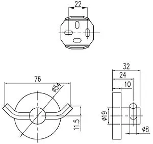 Крючок двойной Villeroy&Boch Elements-Tender хром TVA15101200061 Крючок двойной Villeroy&Boch Elements-Tender хром TVA15101200061, 2