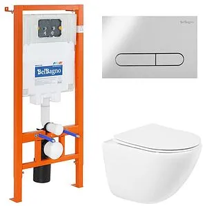 Комплект 5 в 1 BelBagno Amanda BB051CHR/BB051SC/BB002-80/BB005-PR-CHROME с кнопкой хром глянцевый, 1