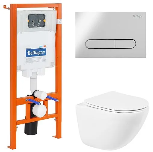 Комплект 5 в 1 BelBagno Amanda BB051CHR/BB051SC/BB002-80/BB005-PR-CHROME с кнопкой хром глянцевый