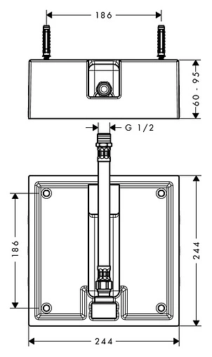 Скрытая часть для верхнего душа Hansgrohe Raindance 260/260 1jet 26471180