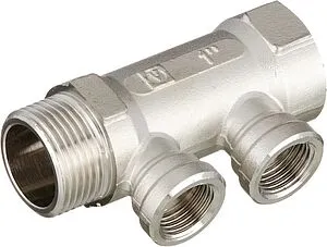 Коллектор распределительный проходной 2 отвода 1"в/н x ½"в Valtec VTc.550.N.0602 Коллектор распределительный проходной 2 отвода 1"в/н x ½"в Valtec VTc.550.N.0602, 1