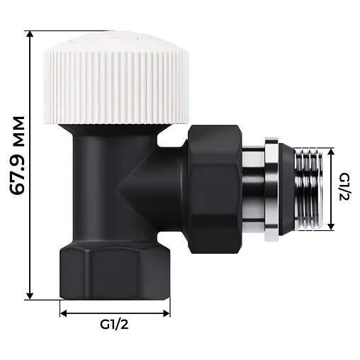 Комплект вентилей терморегулирующих угловых ½" в/н Royal Thermo Design черный RATVDU11212BL Комплект вентилей терморегулирующих угловых ½" в/н Royal Thermo Design черный RATVDU11212BL