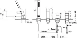 Смеситель на борт ванны на 4 отверстия Aquatek Либра хром AQ1648CR Смеситель на борт ванны на 4 отверстия Aquatek Либра хром AQ1648CR, 2