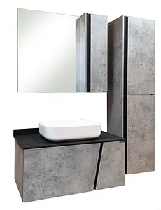 Тумба-умывальник подвесная Comforty Эдинбург 90 бетон светлый/чёрный 00004147997CF, 4