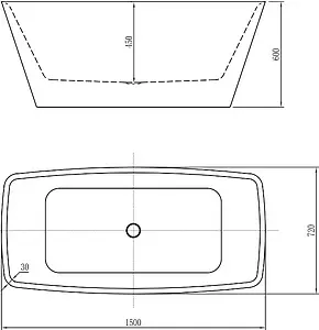 Ванна акриловая отдельностоящая Aquanet Joy 150x72 00208598 Ванна акриловая отдельностоящая Aquanet Joy 150x72 00208598, 4