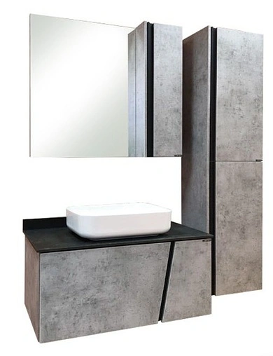 Тумба-умывальник подвесная Comforty Эдинбург 90 бетон светлый/чёрный 00004147997CF