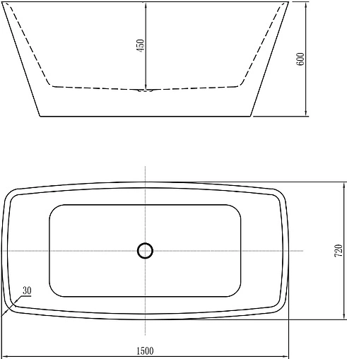 Ванна акриловая отдельностоящая Aquanet Joy 150x72 00208598