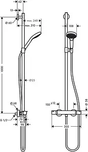 Душевая система с термостатом для душа Hansgrohe Croma Select S 110 3jet Multi SemiPipe хром/белый 27247400 Душевая система с термостатом для душа Hansgrohe Croma Select S 110 3jet Multi SemiPipe хром/белый 27247400, 2