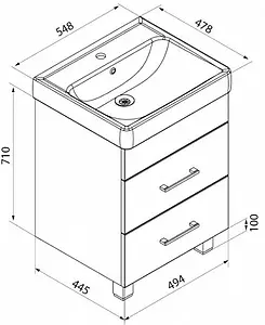 Тумба-умывальник напольная IDDIS Custo 55 белый CUS55W0i95+0045500i28 Тумба-умывальник напольная IDDIS Custo 55 белый CUS55W0i95+0045500i28, 2
