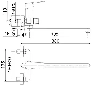 Смеситель для ванны с длинным изливом Milardo Helic хром HELSB02M10 Смеситель для ванны с длинным изливом Milardo Helic хром HELSB02M10, 2