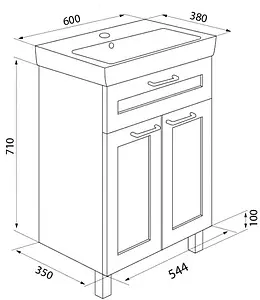 Тумба-умывальник напольная IDDIS Sena 60 белый/дерево SEN60W2i95+0036000i28, 2
