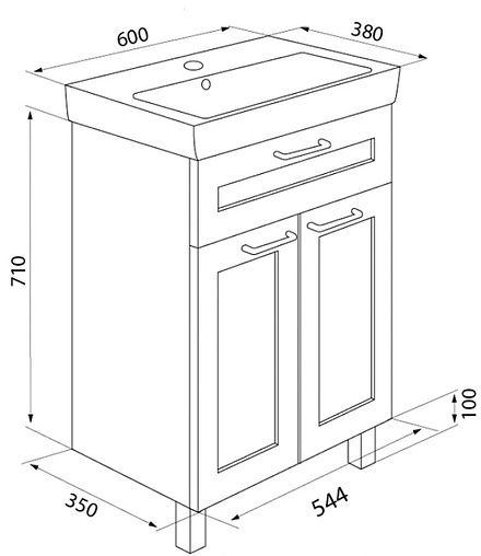 Тумба-умывальник напольная IDDIS Sena 60 белый/дерево SEN60W2i95+0036000i28