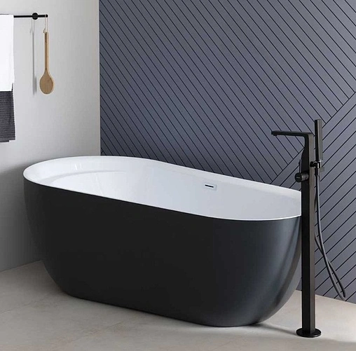 Ванна акриловая отдельностоящая Aquanet Amor 185x95 черный белый/панель черный 00301380